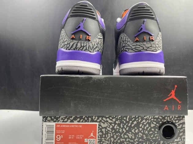 Rep Air Jordan 3 Court 050 Purple Retro CT8532 Black 0720